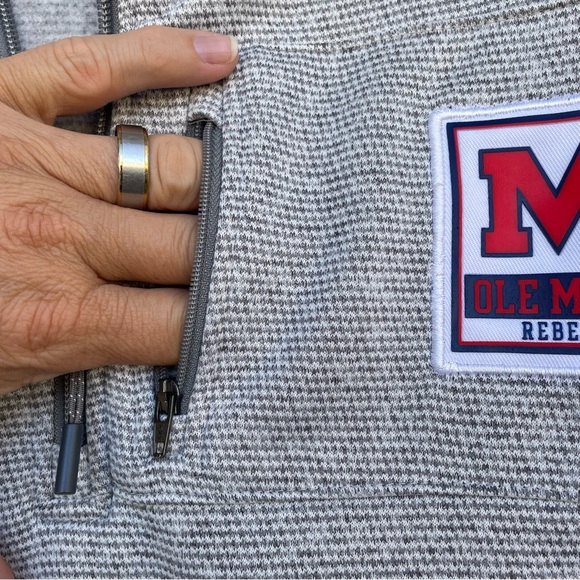 Champion Ole Miss Rebels Grey/White 1/4-Zip Fleece Pullover XL - Picture 7 of 13